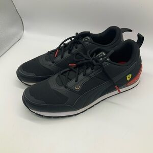 Men Size 13 PUMA Scuderia Ferrari x Track Racer Black Saffron Sneakers 306858-01